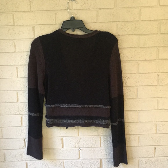 Tribal Black & Brown Cropped Belt Buckle Cardigan - Picture 6 of 7
